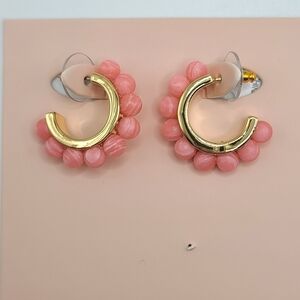 Mignonne Gavigan Banded Coral Gold Winnie Hoop Earrings